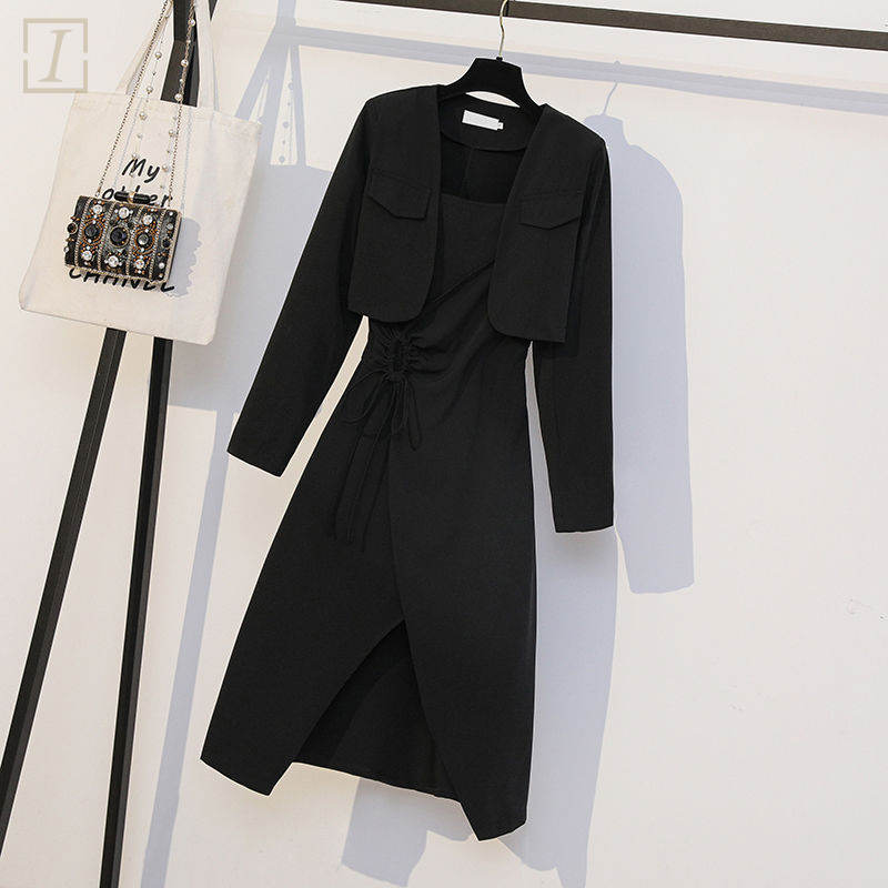 黑色外套+吊帶洋裝/套裝