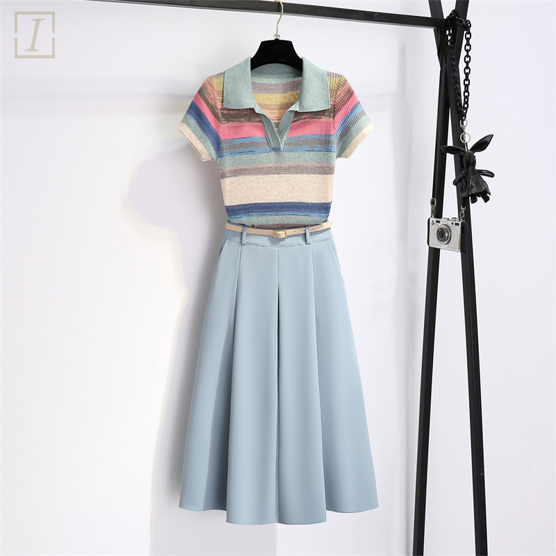 彩虹T恤+藍色裙類/套裝