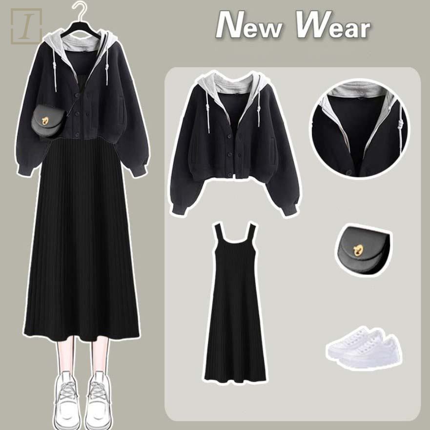 黑色/運動衣+黑色/吊帶洋裝