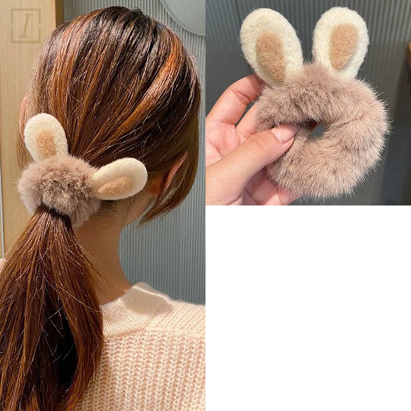 咖色兔耳髮圈