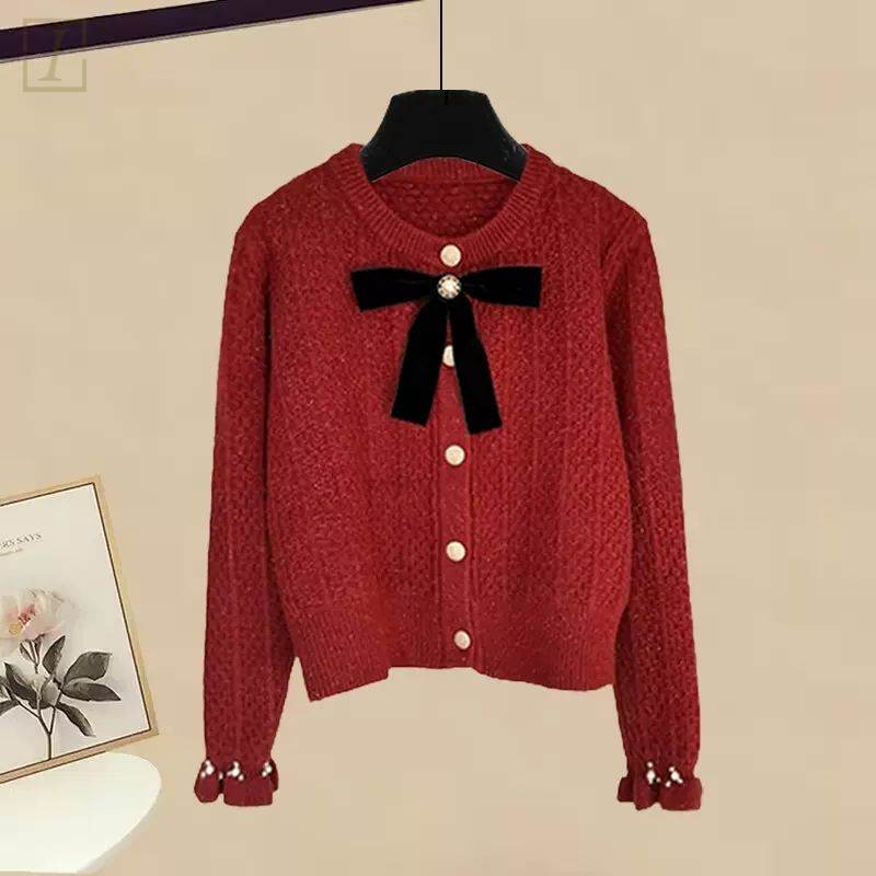 紅色針織罩衫/單品