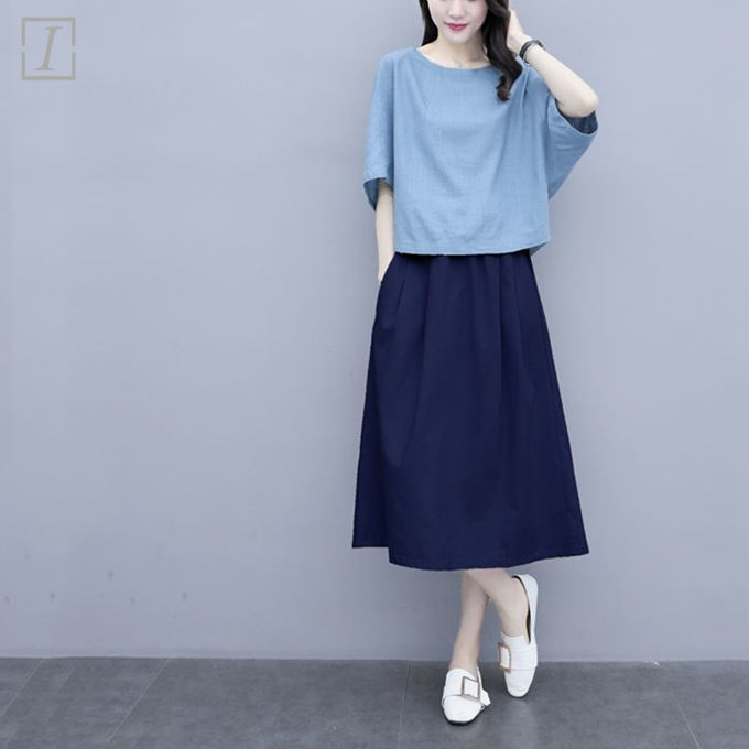 藍色/襯衫+藏青色/裙類