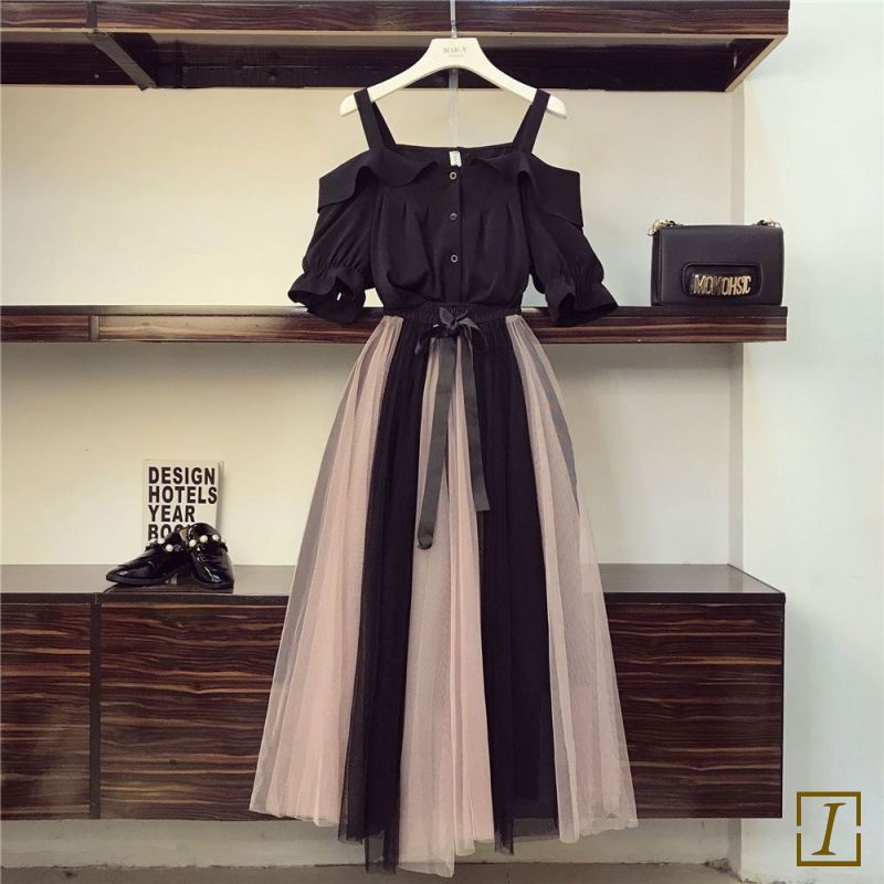 黑色/襯衫+粉色/裙類/套裝